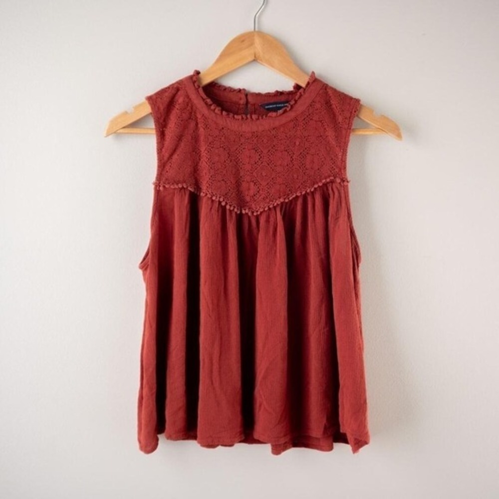 Boho Cottage Earthy American Eagle Peasant Tank Blouse - Picture 2 of 8